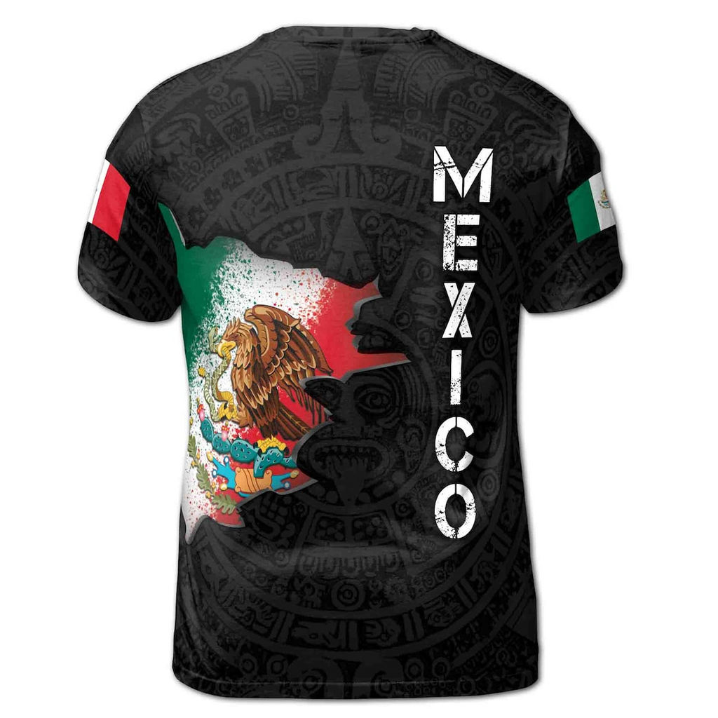 Custom Name Mexico Coat Of Arms Dark Grunge Gift Men's 3D T-shirt S-5XL