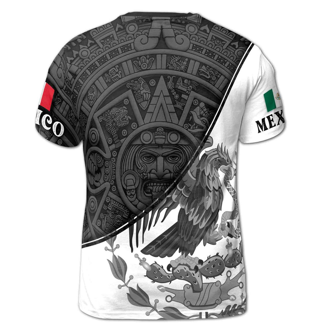 Custom Name Mexico Tribal Aztec Eagle Coat of Arms Men's 3D T-shirt S-5XL