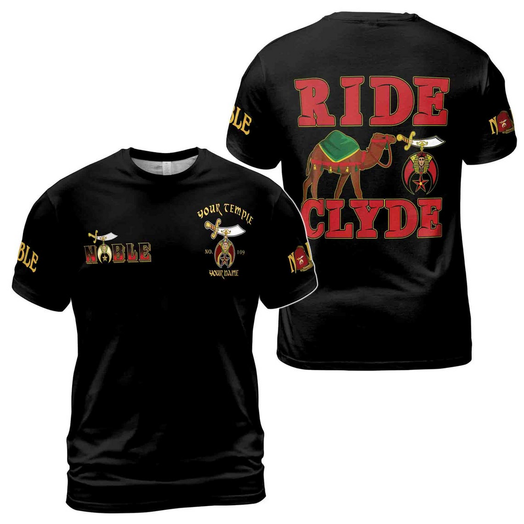 Custom Your Name, Temple Noble Shriners Ride Clyde Came 3D T-shirt Size S-5XL