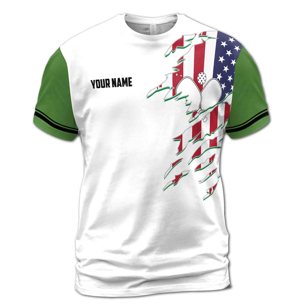 Personalized America Patriotic Pickleball Team Men's 3D T-shirt S-5XL