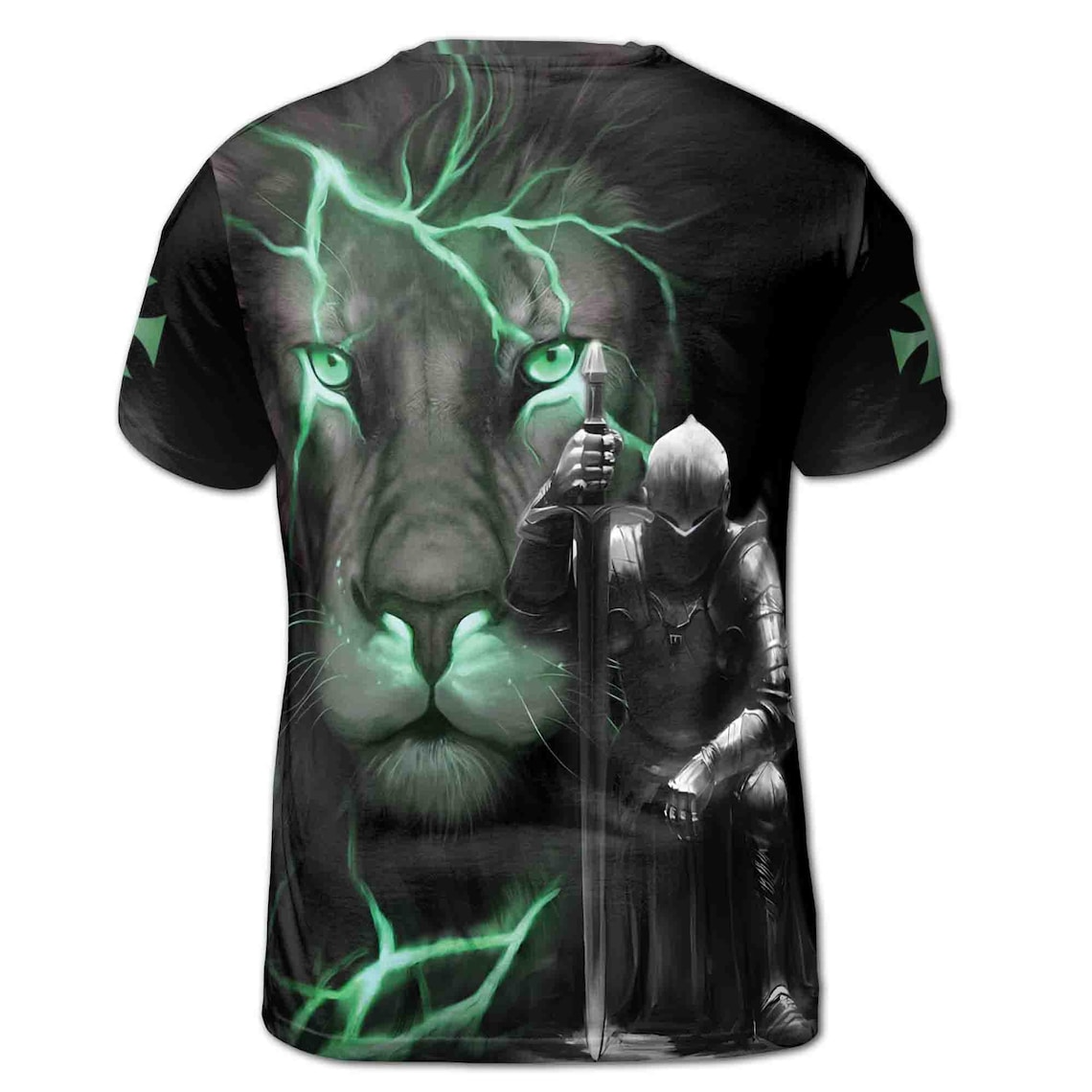 Lion The King Behind Knight Warrior Men's 3D T-shirt S-5XL