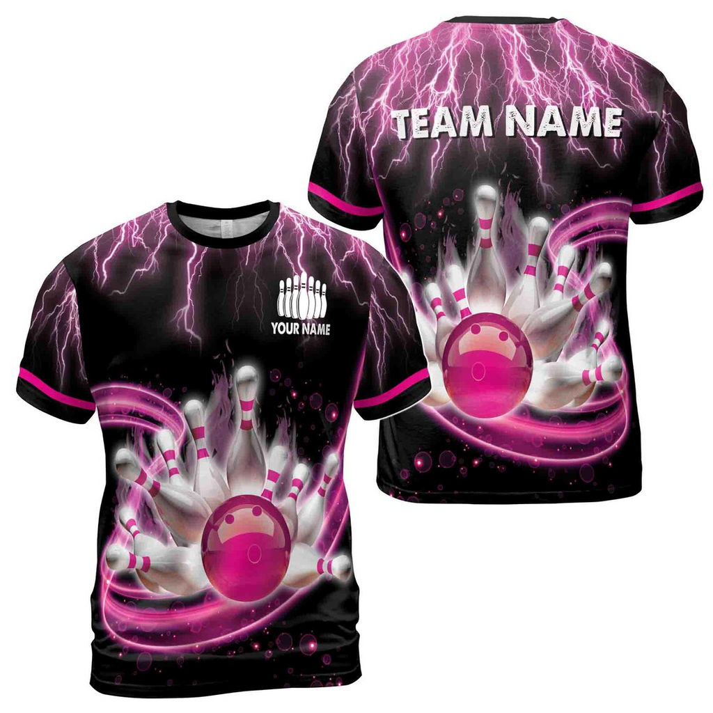 Custom Bowling Team T-Shirt: Funny Personalized Design 3D (S-5XL)