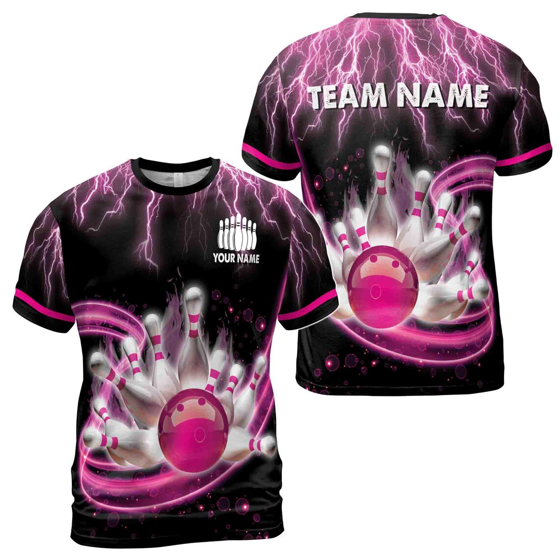 Custom Bowling Team T-Shirt: Funny Personalized Design 3D (S-5XL)