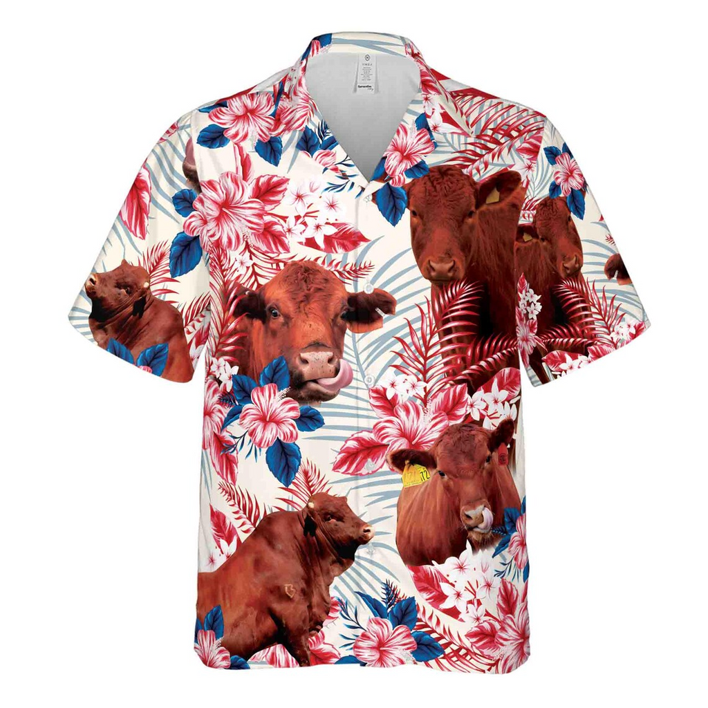 Red Angus Cattle Lovers American Flag Hawaiian Shirts (S-5XL)