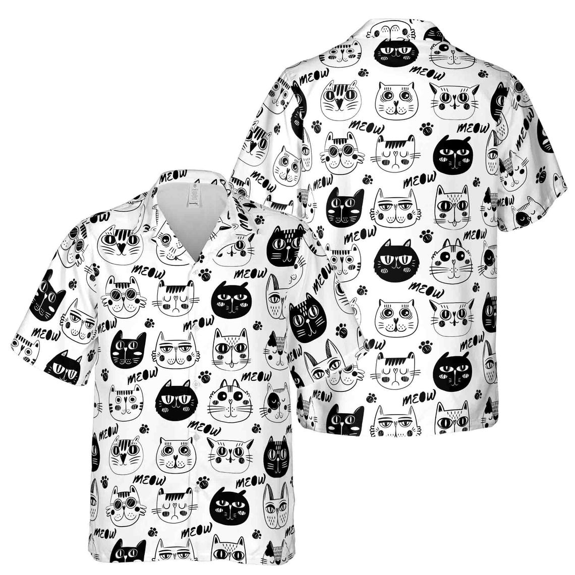 Cat Meow Hawaiian Shirt 3D: Funny Tropical Print for Men & Women