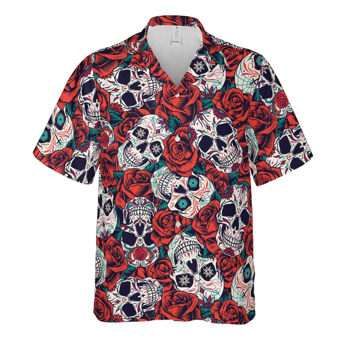 Red Rose Floral Skull Tattoo Aloha Hawaiian Shirts Size (S-5XL)