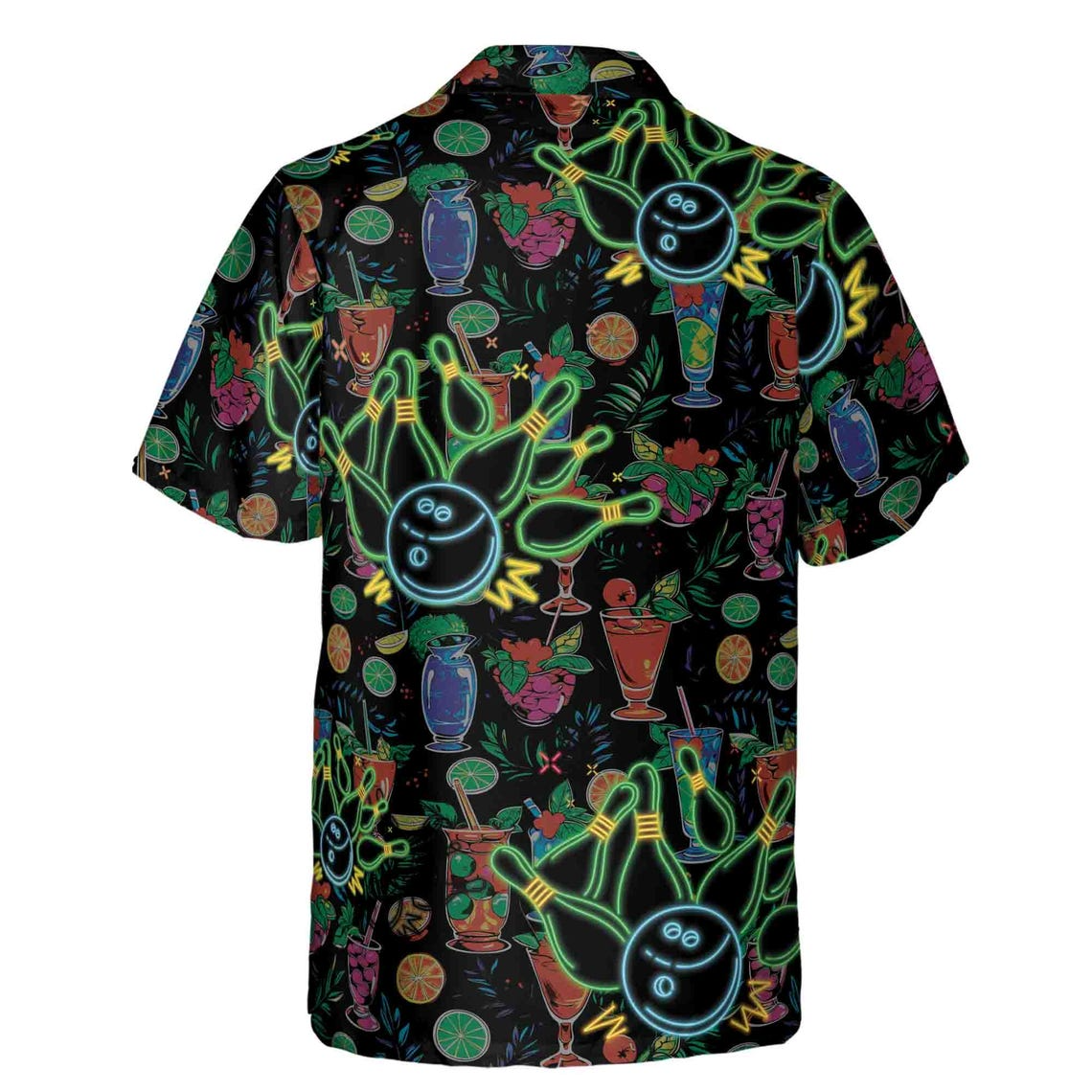 Funny Neon Bowling Ball Cocktail Drinks Party Hawaiian Shirts (S-5XL)