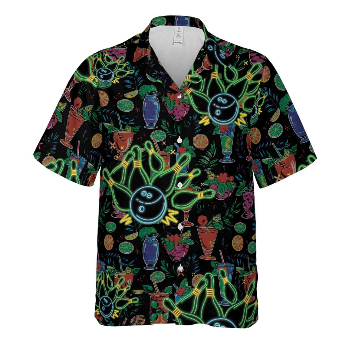 Funny Neon Bowling Ball Cocktail Drinks Party Hawaiian Shirts (S-5XL)