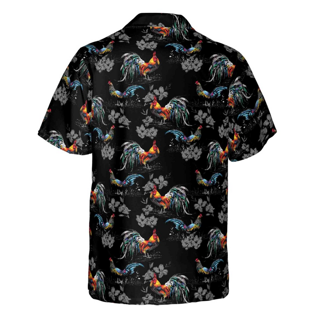 Rooster Chicken Flowers Lover Retro Vintage Hawaiian Shirts (S-5XL)