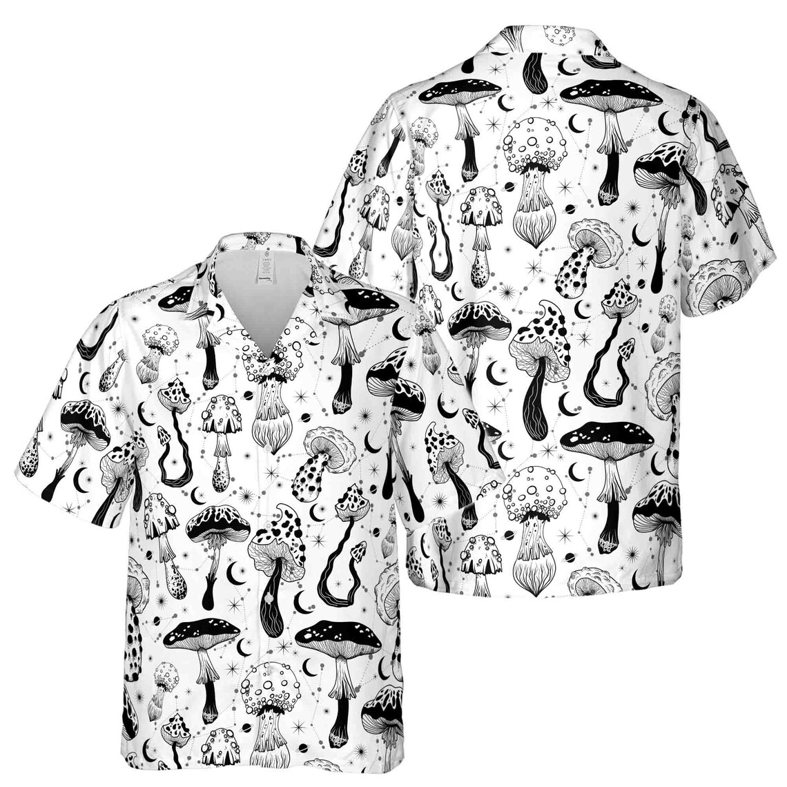 Black And White Casual Mushroom Hawaiian Shirts (S-5XL)