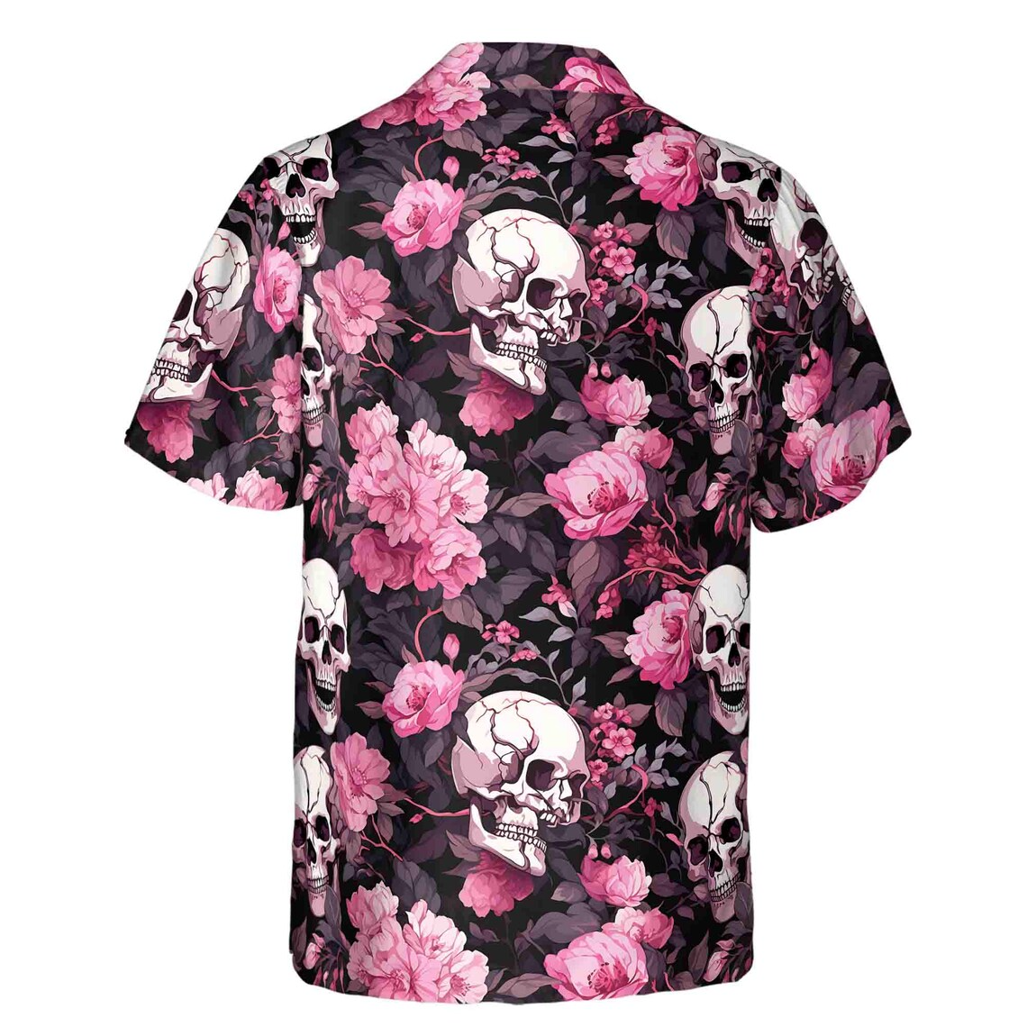Colorful Ghostly Skull Flower Pattern Hawaiian Shirts (S-5XL)