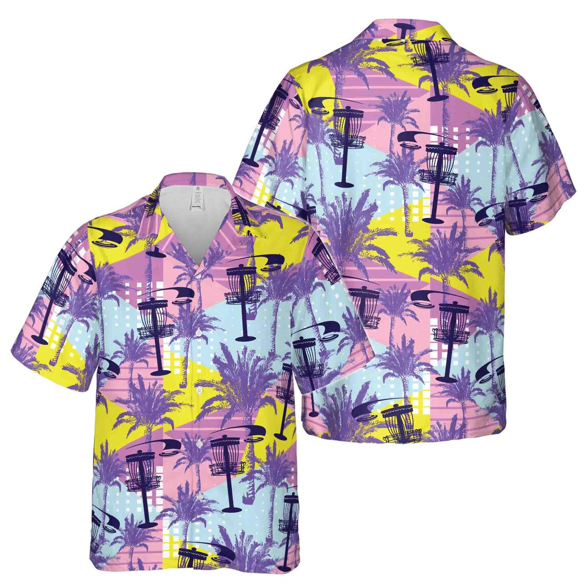 Alternate Pastel Color Palm Tree Disc Golf Hawaiian Shirts (S-5XL)