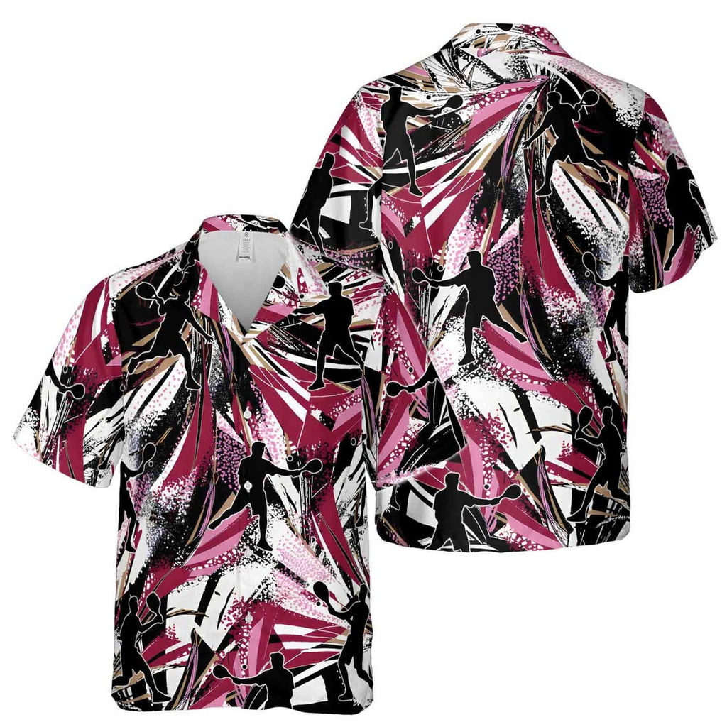 Colorful Abstract Pattern Pickleball Player Hawaiian Shirts (S-5XL)