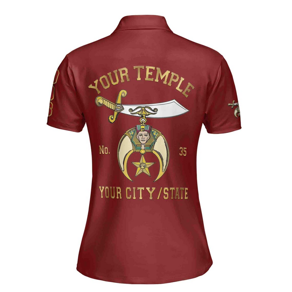 Customize Daughters of Sphinx Shriner Emblem, DOS Fraterner Freemasonary Women's Polo Shirt (S-5XL)