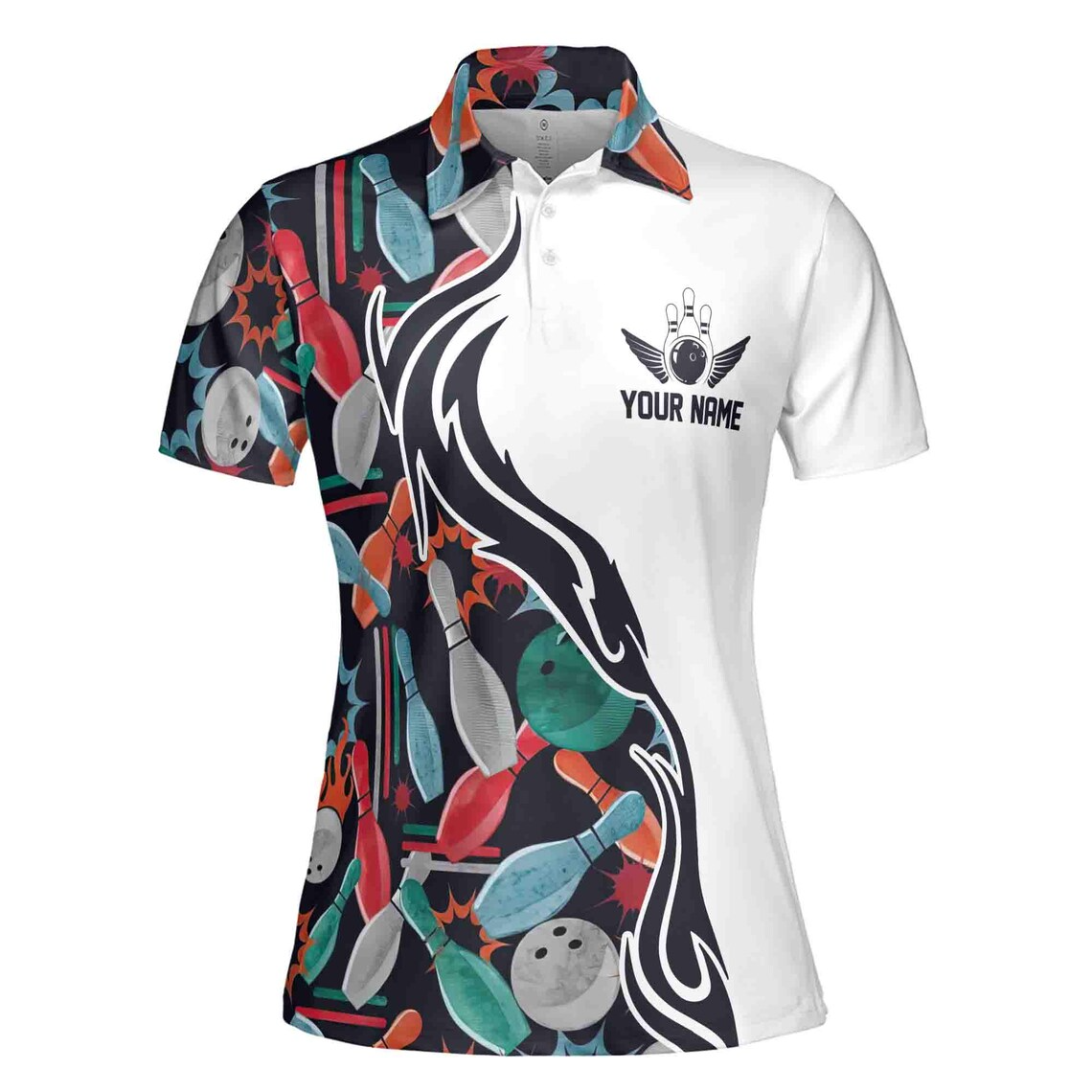 Personalized Bowling Pattern Colorful Bowling Team Women's Polo Shirt (S-5XL)