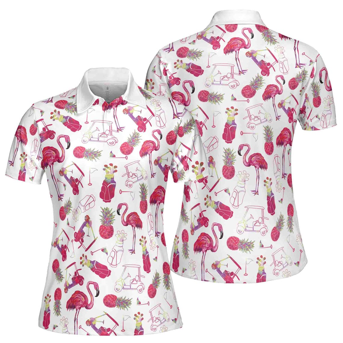 Flamingo And Golf Summer Women 3D Polo Shirt Size (S-5XL)