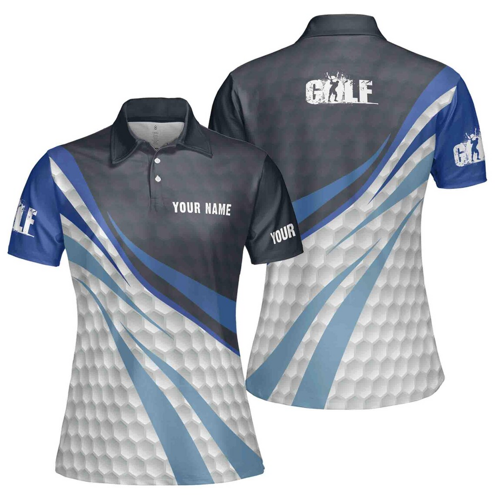 Blue And White Golf Balls Custom Name Golf Team Women's Polo Shirt (S-5XL)