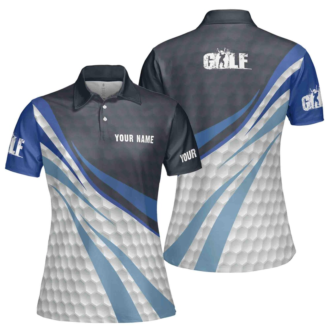 Blue And White Golf Balls Custom Name Golf Team Women's Polo Shirt (S-5XL)