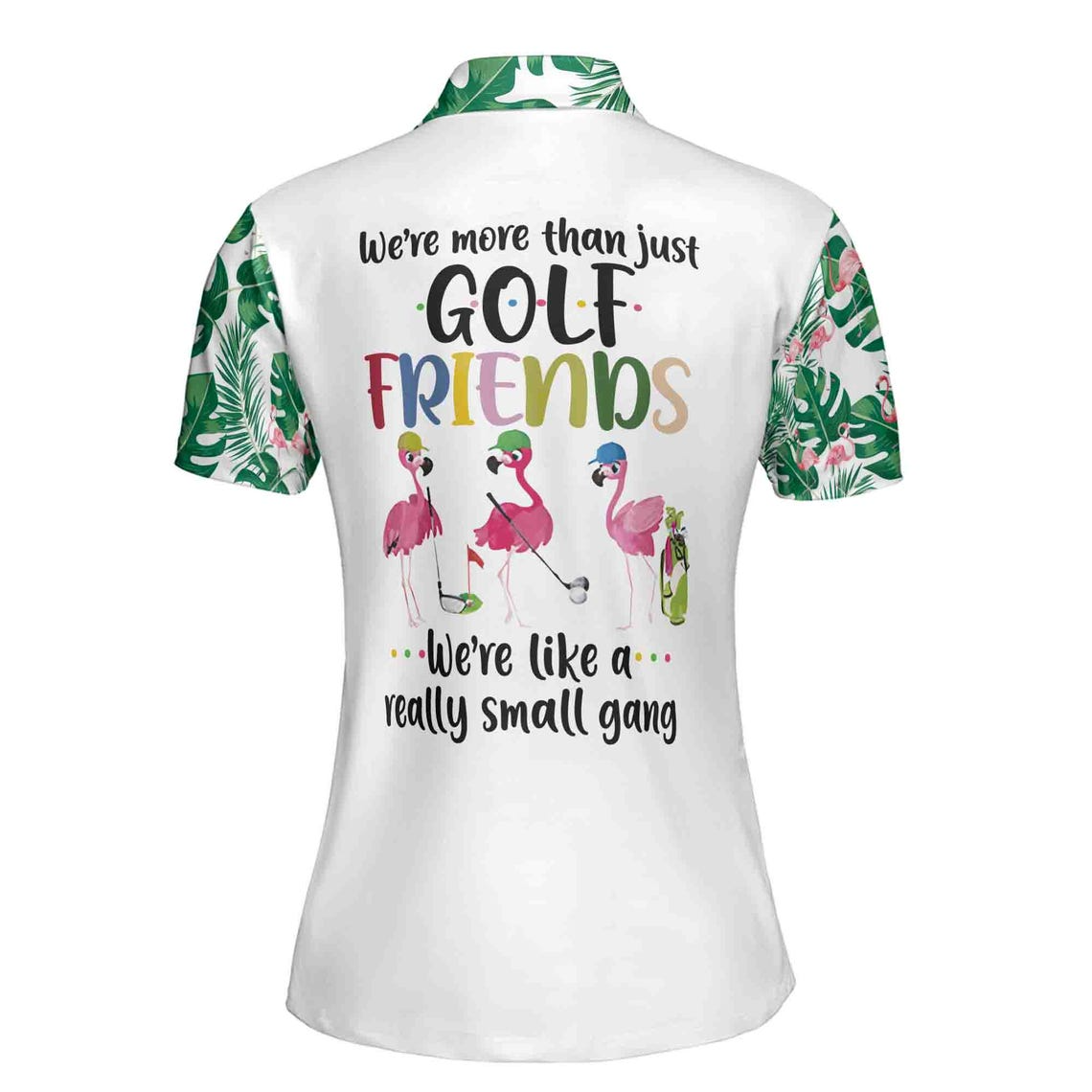 Funny Womens Golf Friend Falmingo Tropical Pattern Women's Polo Shirt (S-5XL)