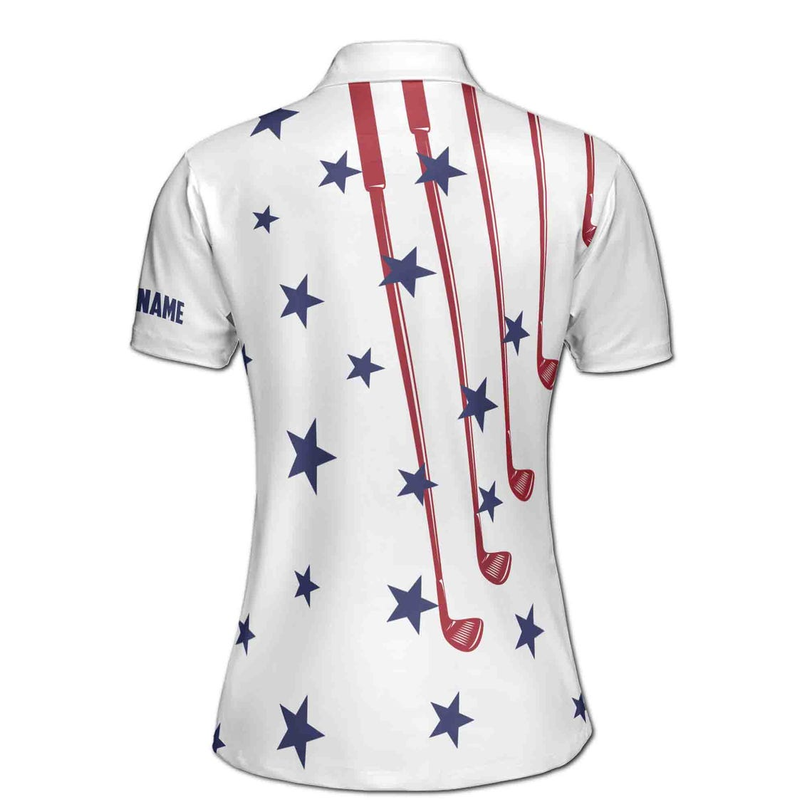 Custom Name White Golf American Flag 4th July Women's Polo Shirt (S-5XL)