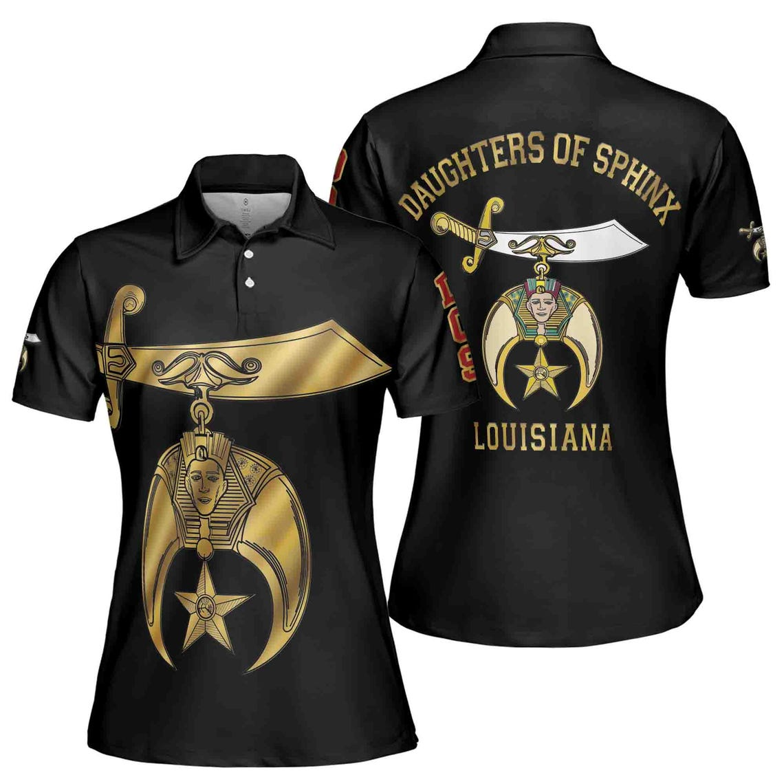 Customize Daughters of Sphinx Shriner Emblem, DOS Fraterner Degree Freemasonary Women's Polo Shirt (S-5XL)
