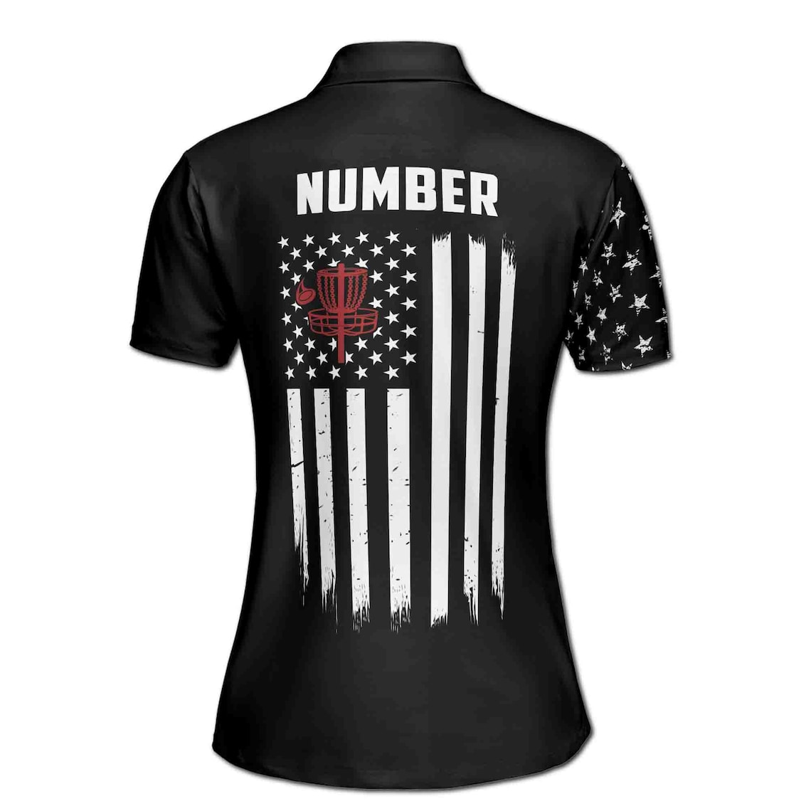 Personalized Dark Skull America Disc Golf USA Flag Women's Polo Shirt (S-5XL)