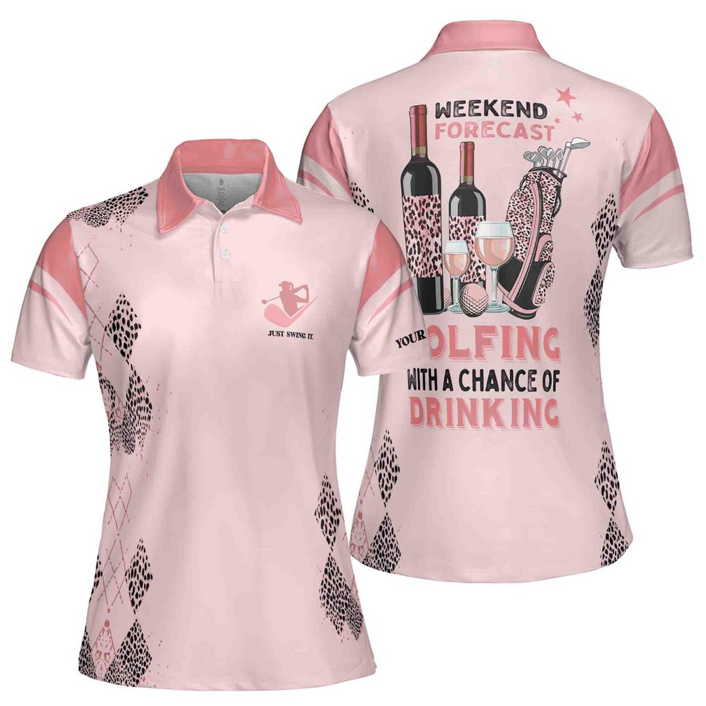 Weekend Forecast Golfing and Drinking Custom Golf Team Women Polo (S-5XL)