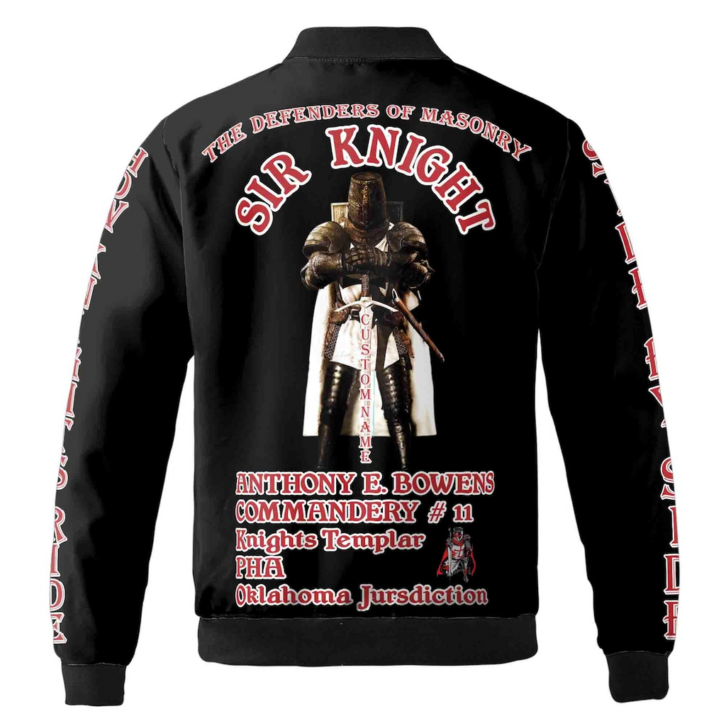 Custom Sir Knight Templar Bomber Jacket: Defenders of Masonry Armor of God