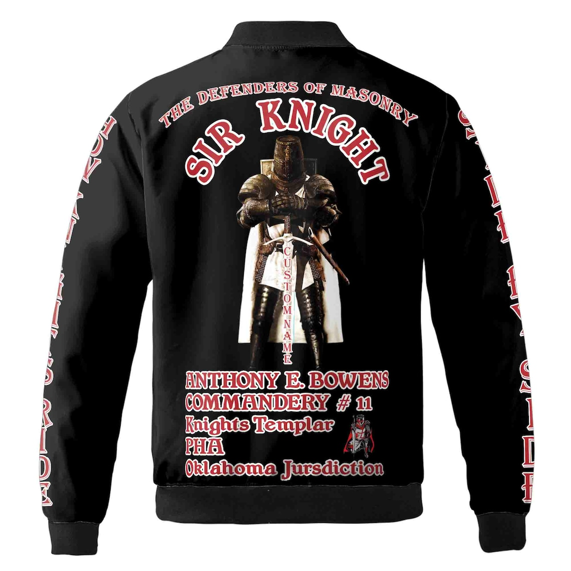 Custom Sir Knight Templar Bomber Jacket: Defenders of Masonry Armor of God