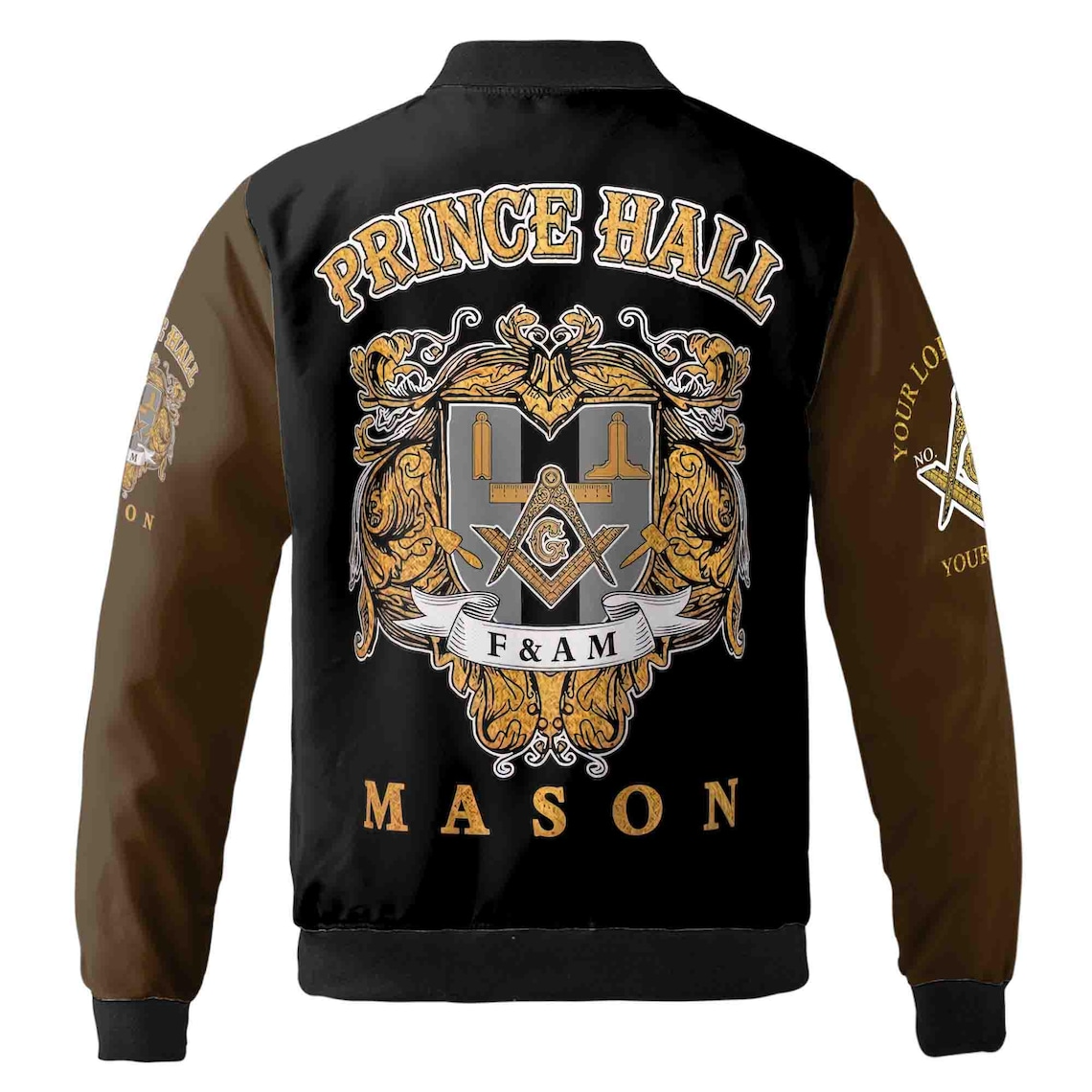 Freemasonry Prince Hall, Masonic Medieval Custom Name, Lodge Name Unisex Bomber Jacket (S-5XL)
