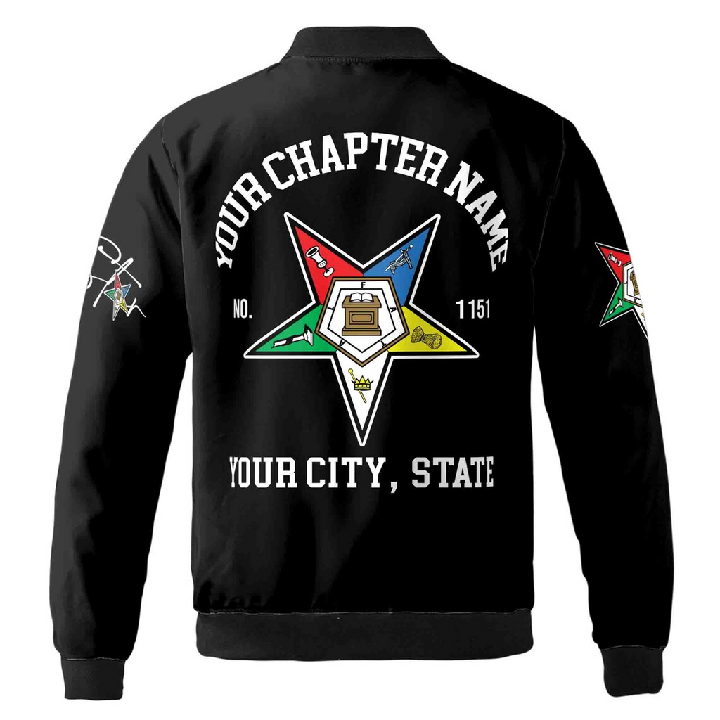 Custom Order of the Eastern Star Bomber Jacket: Personalized OES Sistar Design