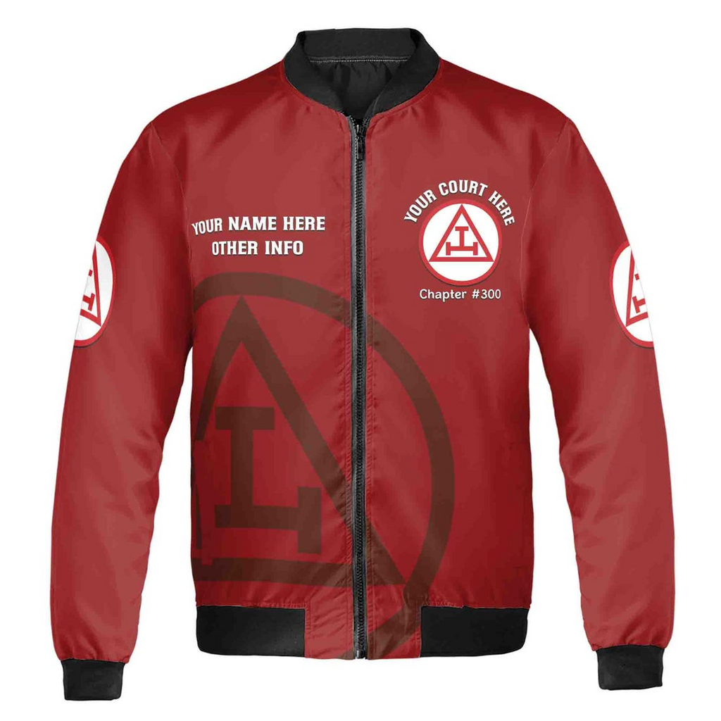 Custom Name Royal Arch Masonry York Rite Freemasonry Masonic Unisex Bomber Jacket (S-5XL)