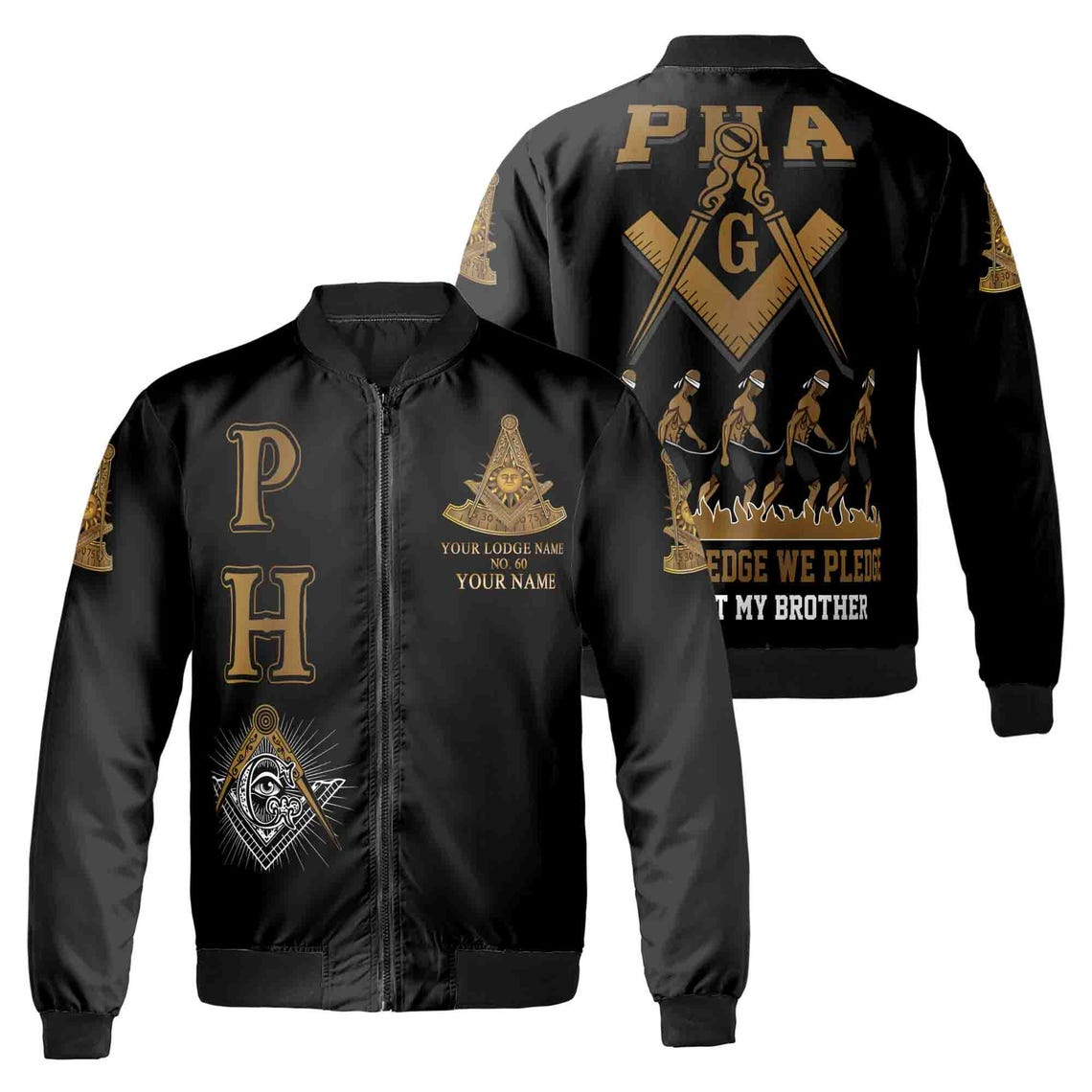 Customize Lodge Name, Name and Number Past Master PHA Bomber Jacket (S-5XL)