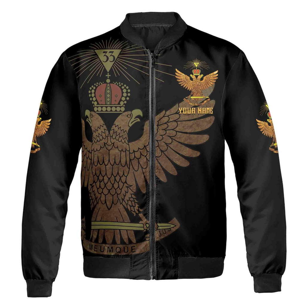 Custom Rite of Scottish 33 Degree Eagle Wings Up Masonic Unisex Bomber Jacket (S-5XL)