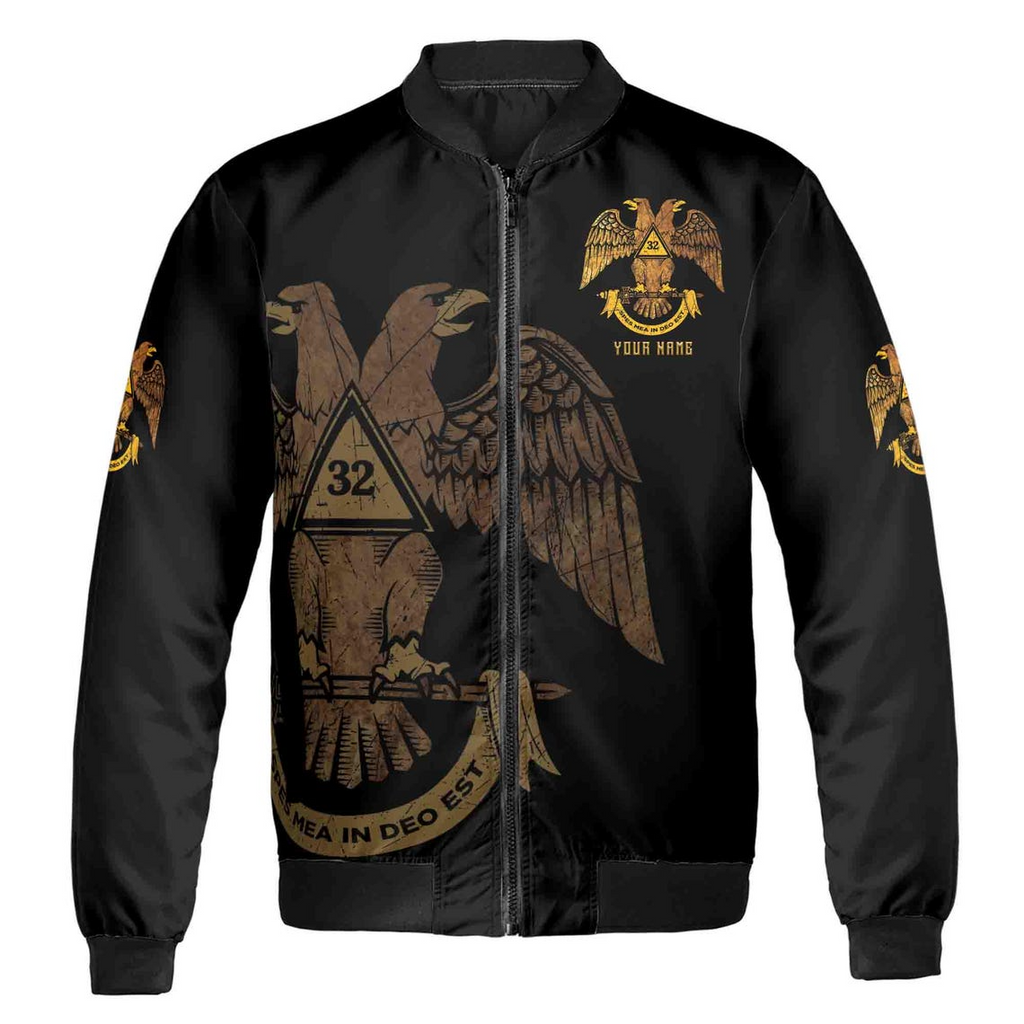 Custom Rite of Scottish 32 Degree Emblem Masonic Unisex Bomber Jacket (S-5XL)