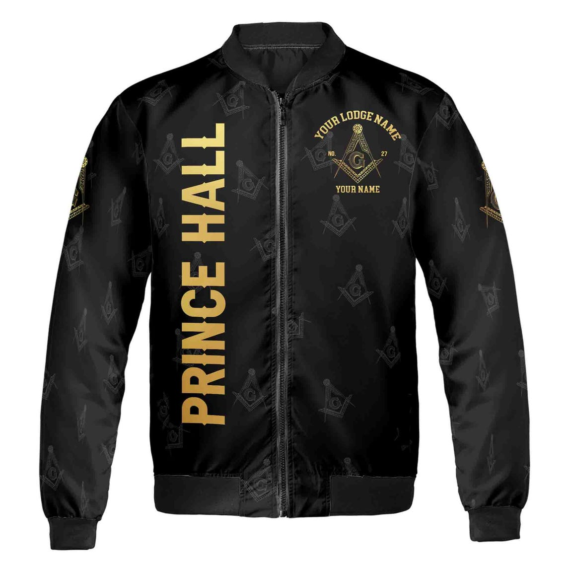 Customize Name Lodge Name Prince Hall PHA Freemasonry Masonic Unisex Bomber Jacket