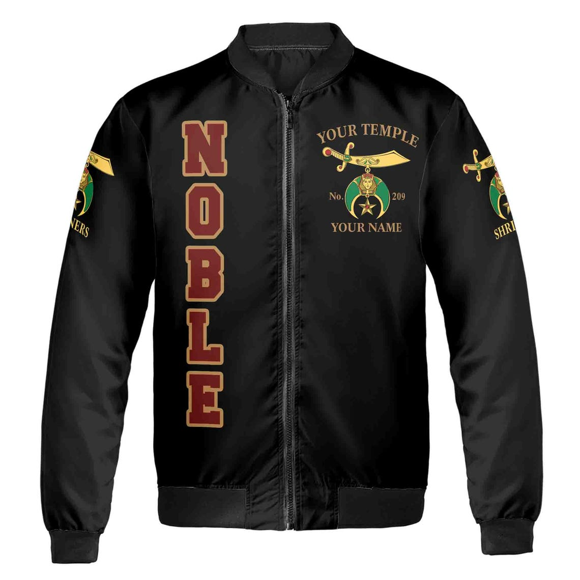 Customize Shriners Nobles Mystic Shrine 3D Bomber Jacket (S-5XL)