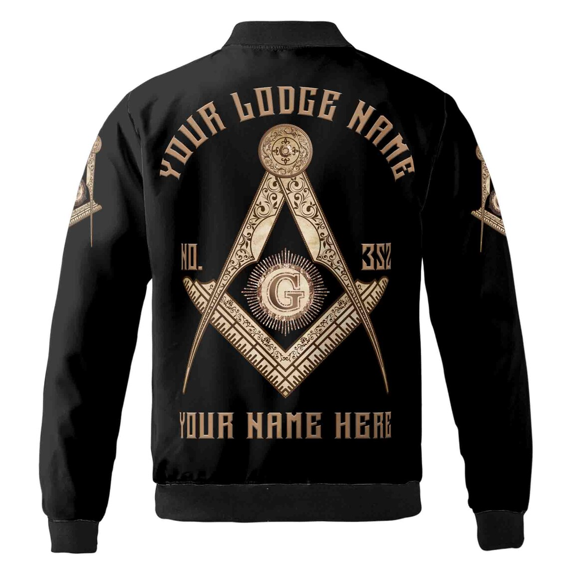 Custom Freemason Bomber Jacket: Personalized Lodge Name & Number