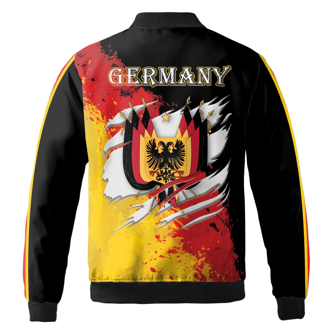 Custom Name Germany Flag Patriotic German Eagle Bomber Jacket (S-5XL)
