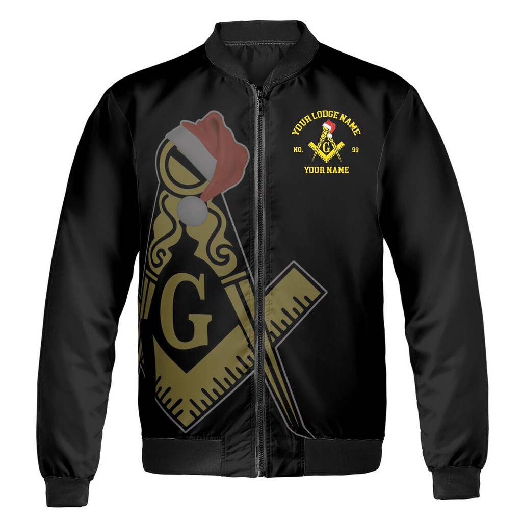 Personalized Merry Christmas Masonic Xmas Is Coming Freemasonry Bomber Jacket (S-5XL)