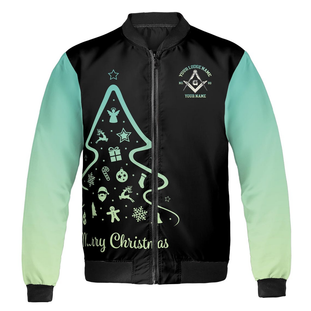 Personalized Merry Christmas Masonic Xmas Is Coming Freemasonry Bomber Jacket (S-5XL)