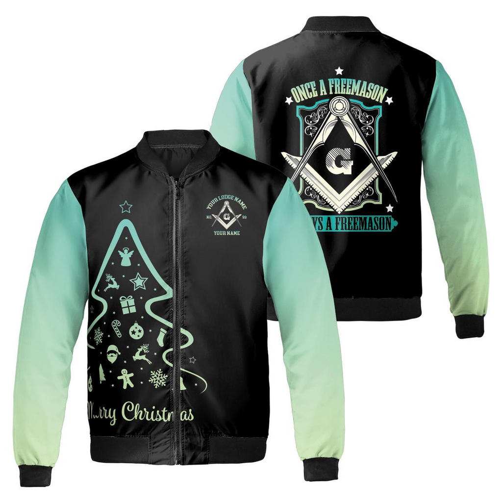 Personalized Merry Christmas Masonic Xmas Is Coming Freemasonry Bomber Jacket (S-5XL)