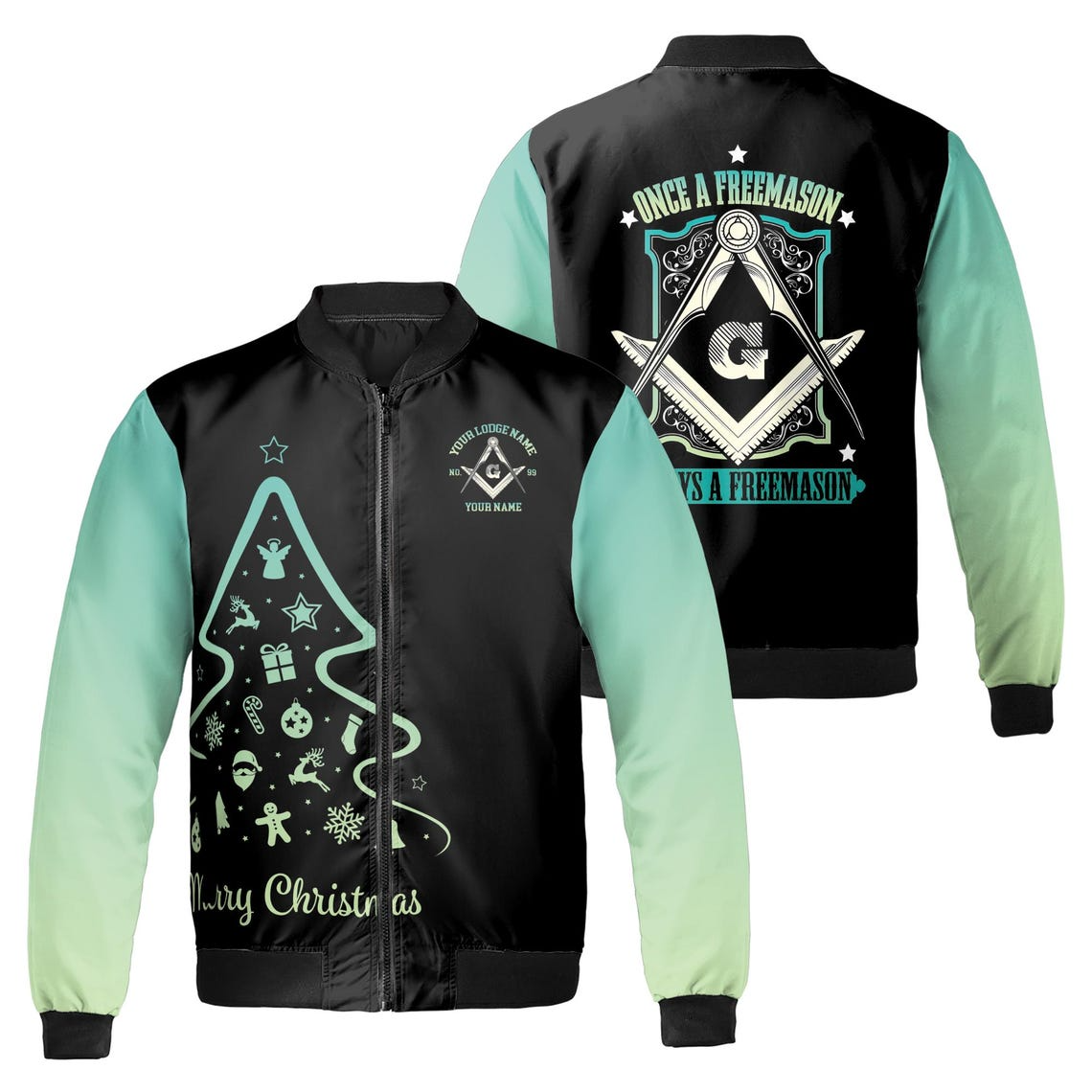 Personalized Merry Christmas Masonic Xmas Is Coming Freemasonry Bomber Jacket (S-5XL)