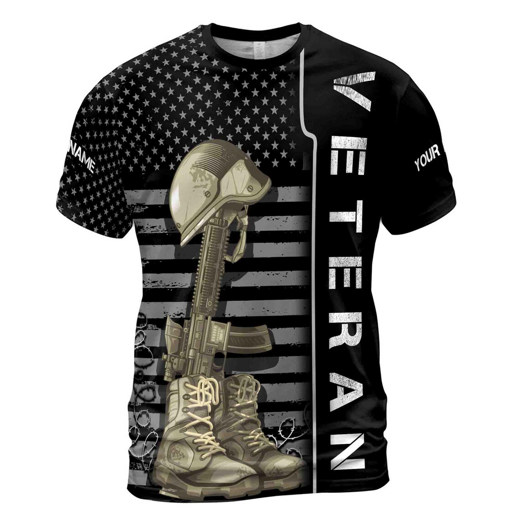 Custom Name Vietnam Veteran T-Shirt: Proud American Flag 3D, U.S. Vet (S-5XL)