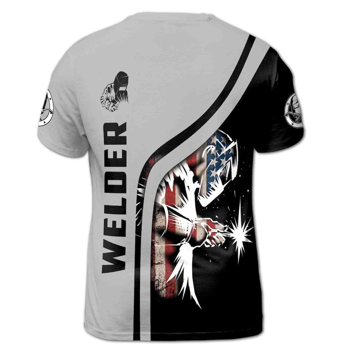 Custom Name American Welder Grunge Welding Gift Men's 5D T-shirt S-5XL