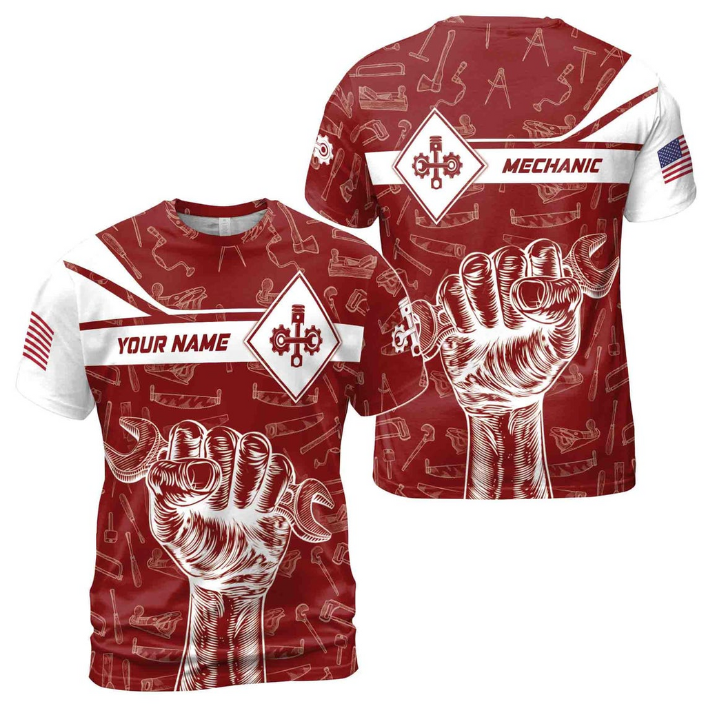 Customize Name Mechanic Hand Tool Set Dad Gift 3D T-Shirt S-5XL
