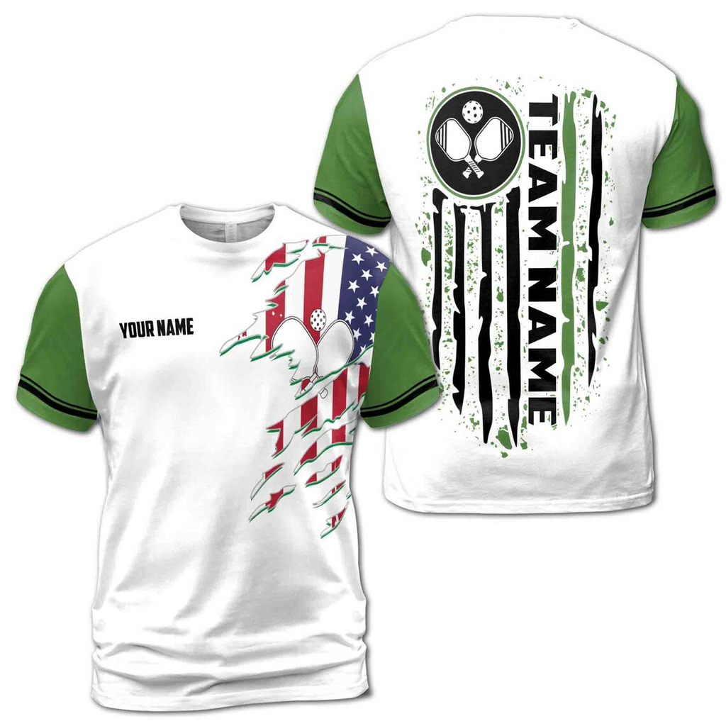 Personalized America Patriotic Pickleball Team Men's 3D T-shirt S-5XL