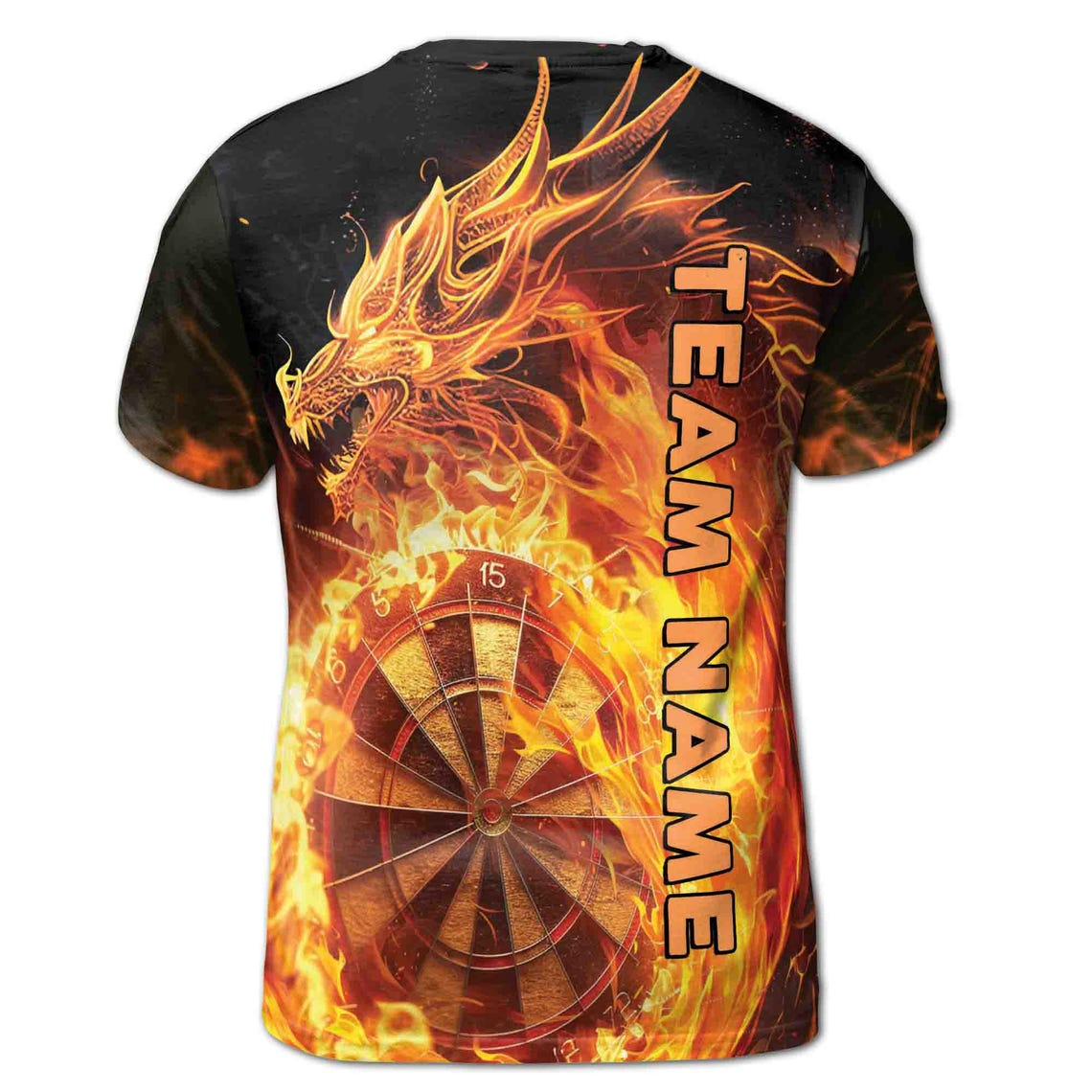 Personalized Darts Team Fire Dragon Pattern 3D Men's T-shirt S-5XL