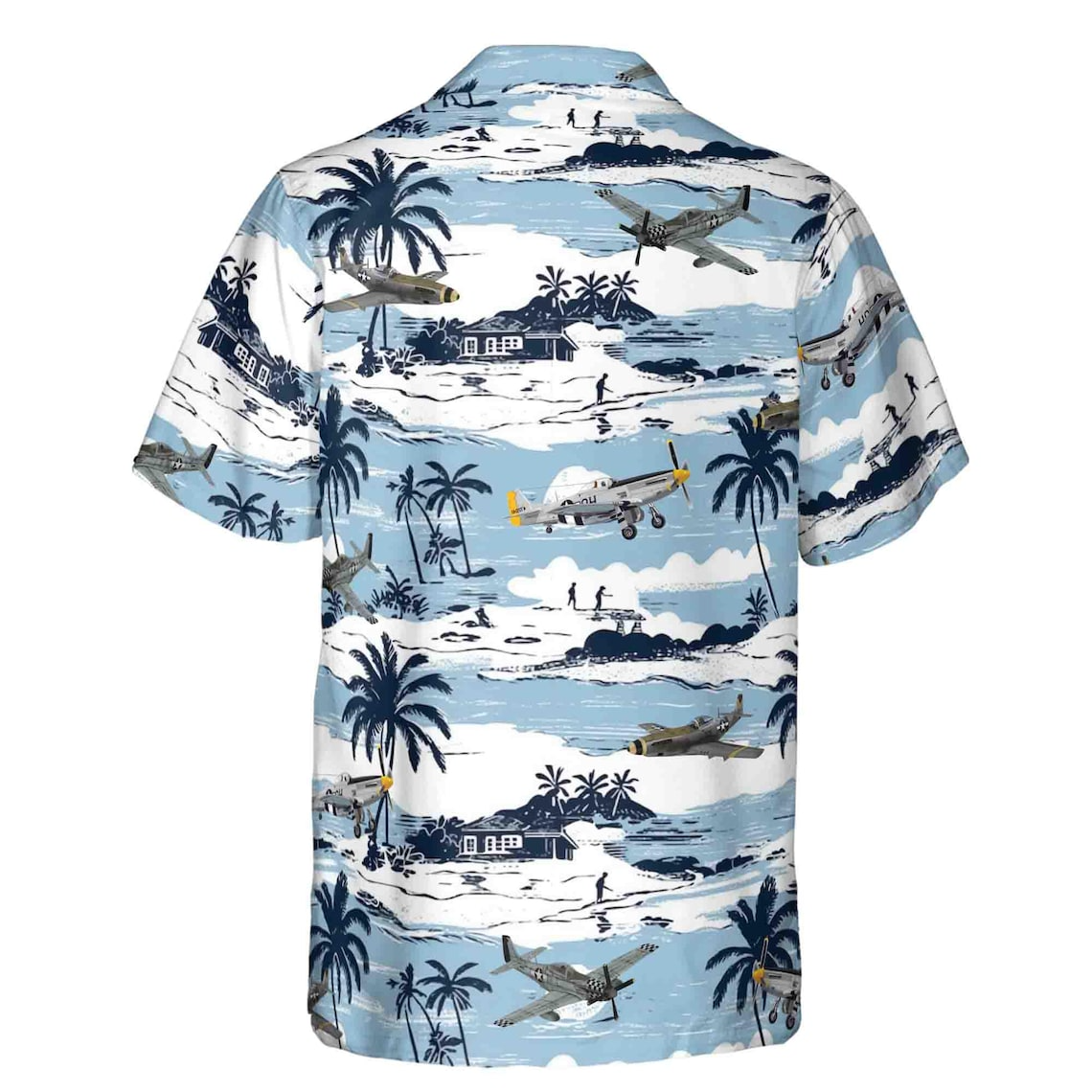 Blue Pastel Aircraft Hawaiian Shirts (S-5XL)