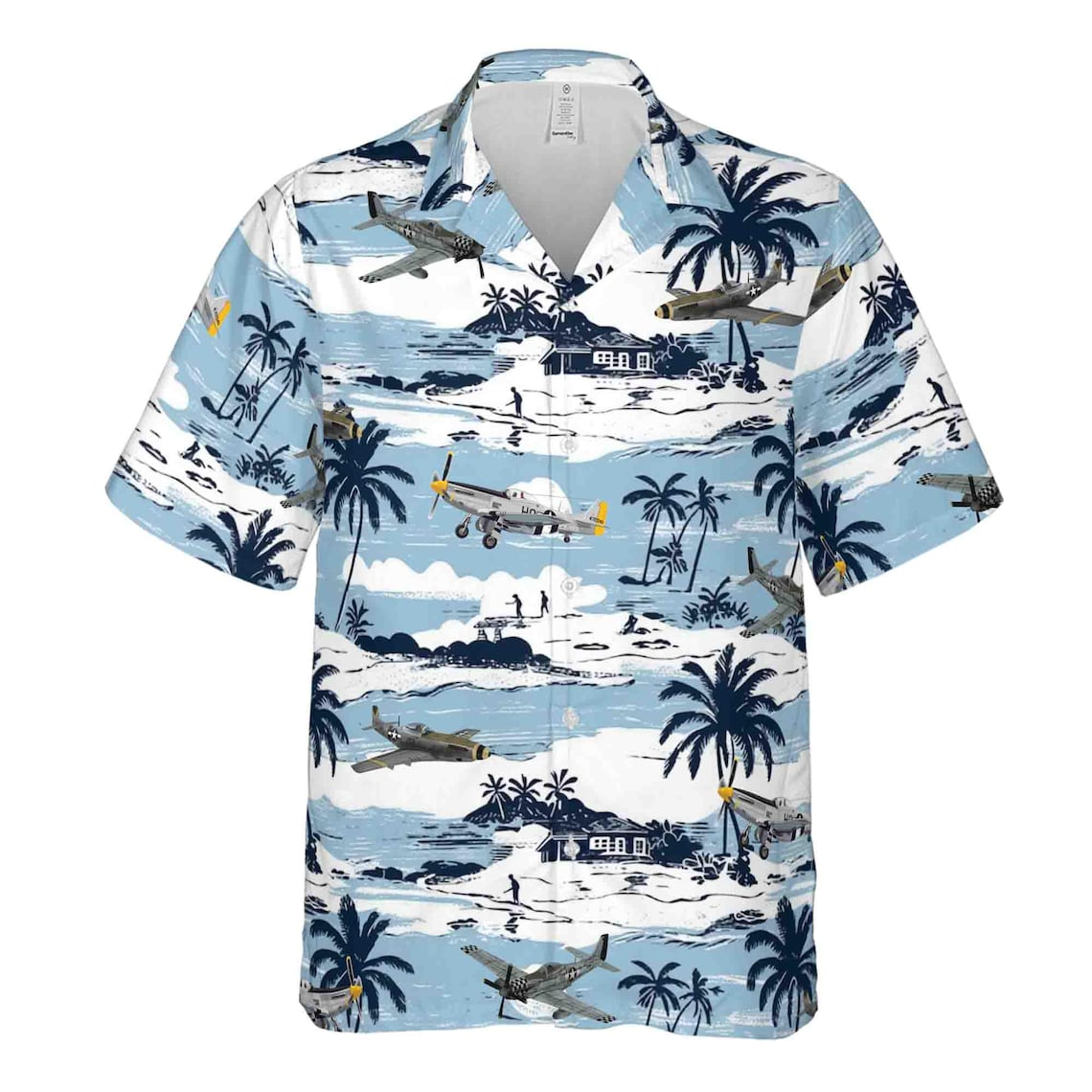 Blue Pastel Aircraft Hawaiian Shirts (S-5XL)